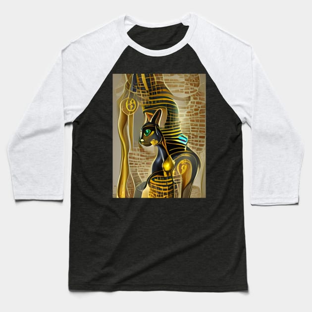 Ancient Egyptian Cat Goddess Bastet AI generated digital artwork Baseball T-Shirt by Christine aka stine1